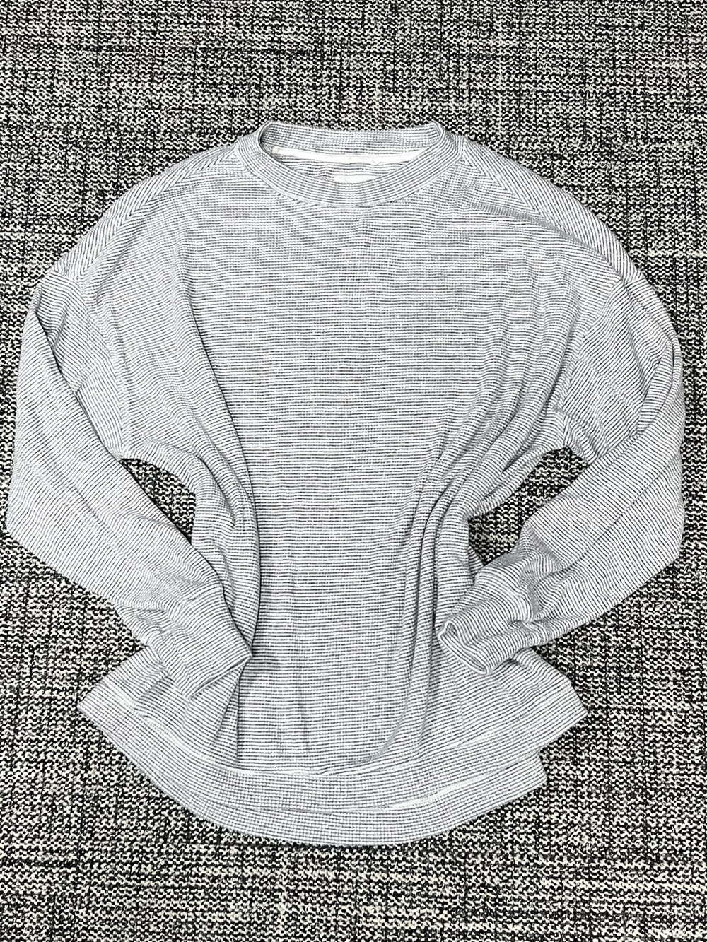 aerie Light Gray Striped Crewneck Pullover